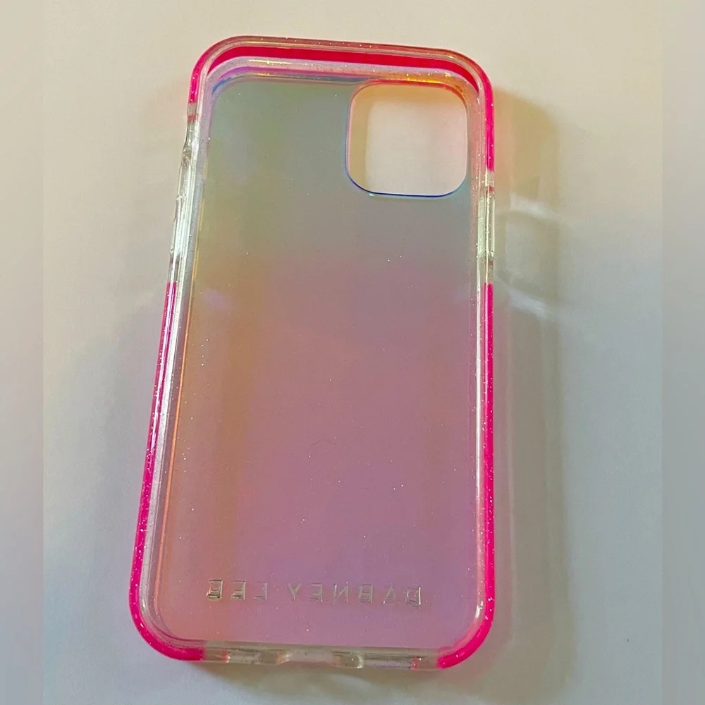 Barney Lee I-Phone 12 Case Clear Glitter Pink Barbiecore Feminine Girly